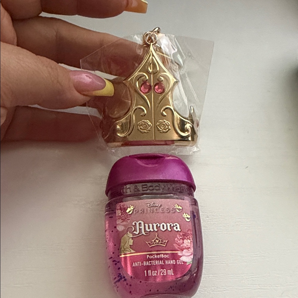 Bath & Body Works Aurora Pink Fuchsia PocketBac with Gold Crown Charm